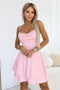 677-2 Dress on straps with a waterfall neckline and ruffled skirt - candy pink