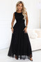 Black Tulle Maxi Dress with Round Neckline – Elira