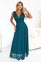 Sea Green Glitter V-Neck Maxi Dress – Mirella