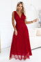 Light Burgundy Maxi Dress with Wrap Neckline and Open Back