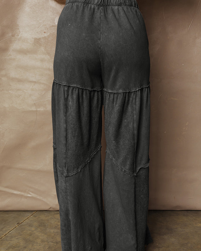 Careys Tiered Wide Leg Patchwork Drawstring Pants