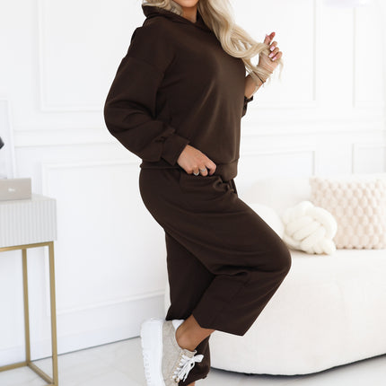 Chocolate Brown Hooded Tracksuit Set