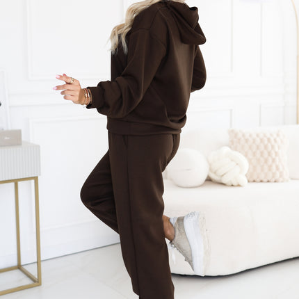 Chocolate Brown Hooded Tracksuit Set