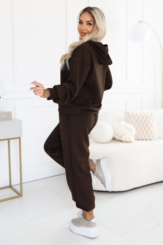 Chocolate Brown Hooded Tracksuit Set