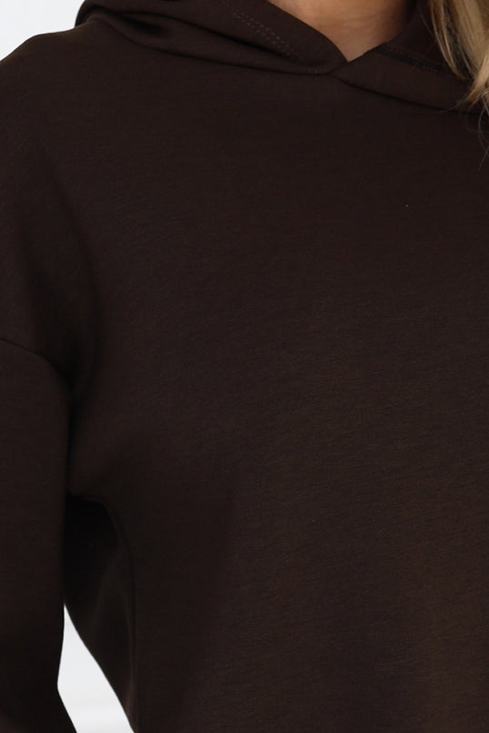 Chocolate Brown Hooded Tracksuit Set