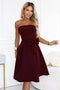Burgundy Strapless Midi Dress with Bow – NAYA