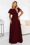 Burgundy Flared Maxi Dress with Sequin Sleeves – Mirella