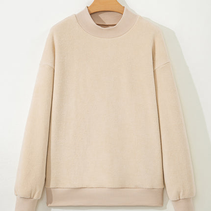Bright Pink Oversize Drop Shoulder Reversible Mock Neck Sweatshirt