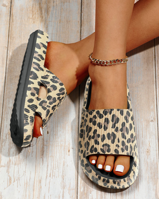 Black Print Thick Sole Slip On Slippers