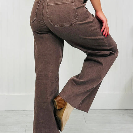 Dark Brown Retro Washed Patch Pocket Loose Jeans