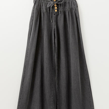 Button Fly Waist Wide Leg Jeans