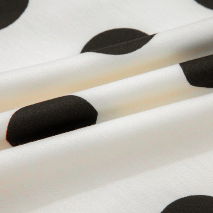 White Polka Dot Printed Long Sleeve Flared Mini Dress