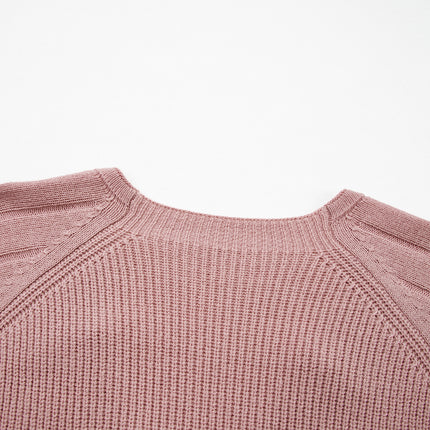 Goat Mixed Texture Knit Button V Neck Sweater Cardigan