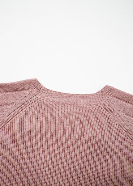 Goat Mixed Texture Knit Button V Neck Sweater Cardigan