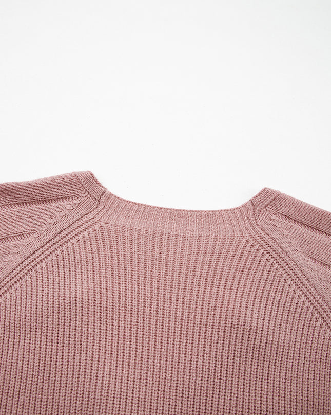 Goat Mixed Texture Knit Button V Neck Sweater Cardigan