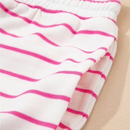 Rose Stripe Casual Wide Leg 2pcs Pants Set