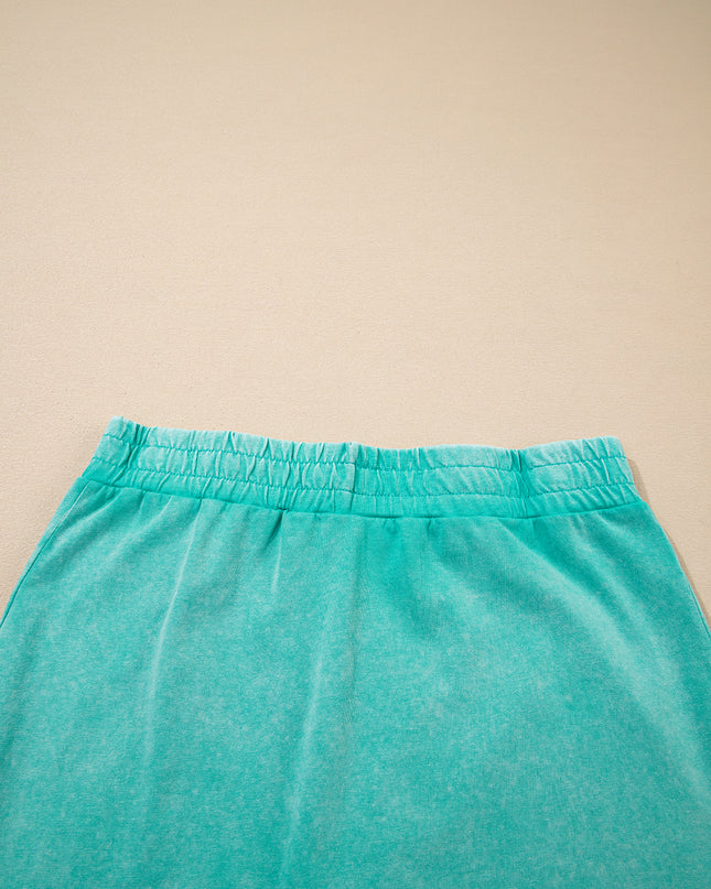Myosotis 2 Pieces Cotton Tank Top Lined Split Skirt Set