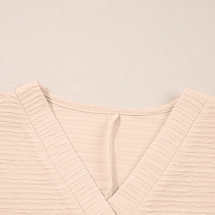 Pink Textured V Neck T Shirt and Shorts Set