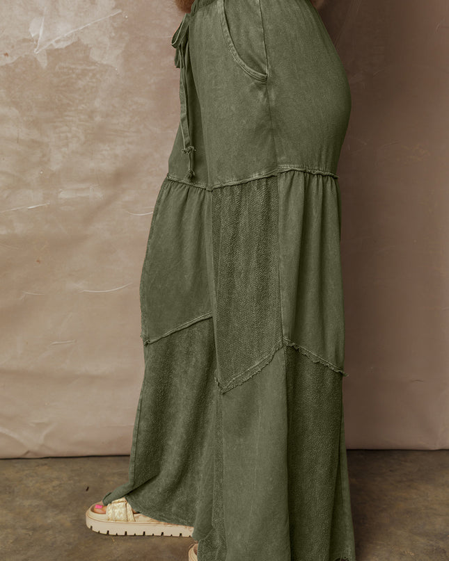 Ashleigh Blue Careys Tiered Wide Leg Patchwork Drawstring Pants