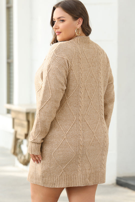 Cable Knit Drop Shoulder Sweater Dress