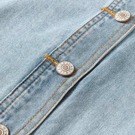 Beau Blue Draw-cord Hem Light Wash Denim Jacket