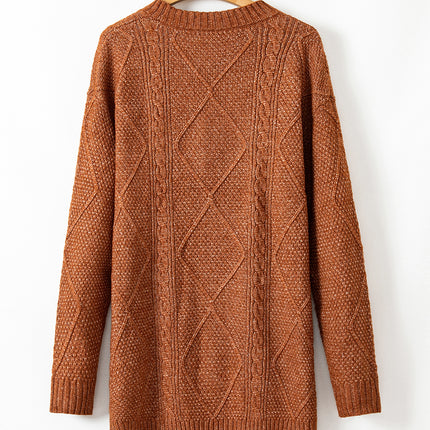 Cable Knit Drop Shoulder Sweater Dress