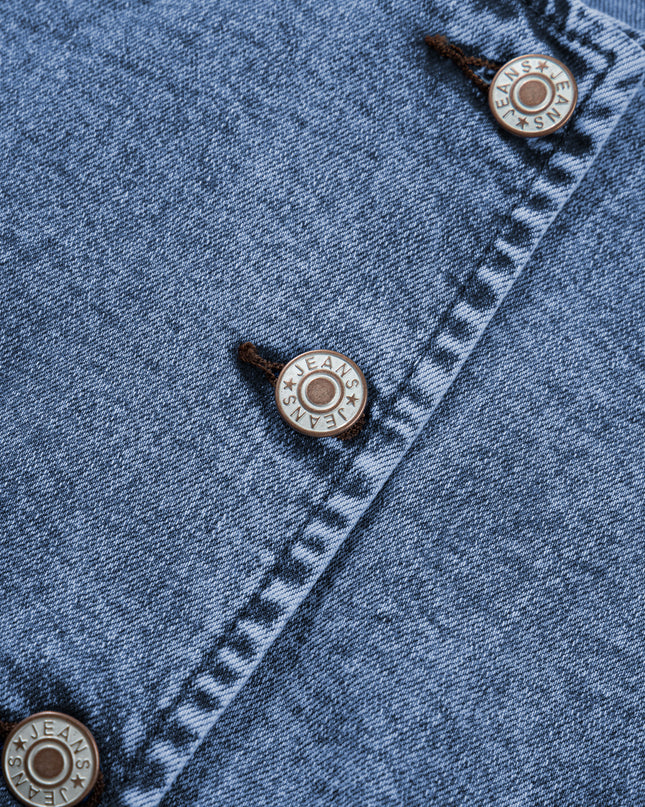 Ashleigh Blue Buttoned Front Slit Denim Vest