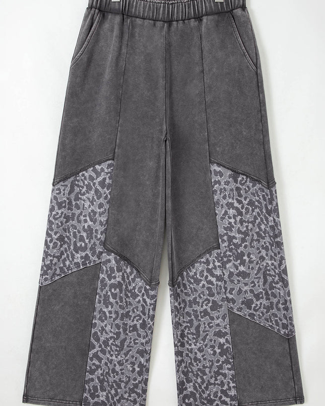 Coffee Leopard Patchwork Loose Pants