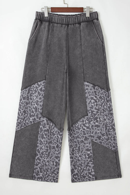 Leopard Patchwork Coffee Loose Pants