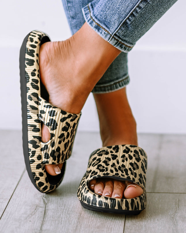 Black Print Thick Sole Slip On Slippers