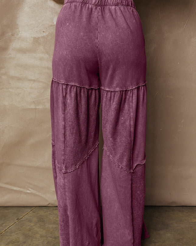 Ashleigh Blue Careys Tiered Wide Leg Patchwork Drawstring Pants