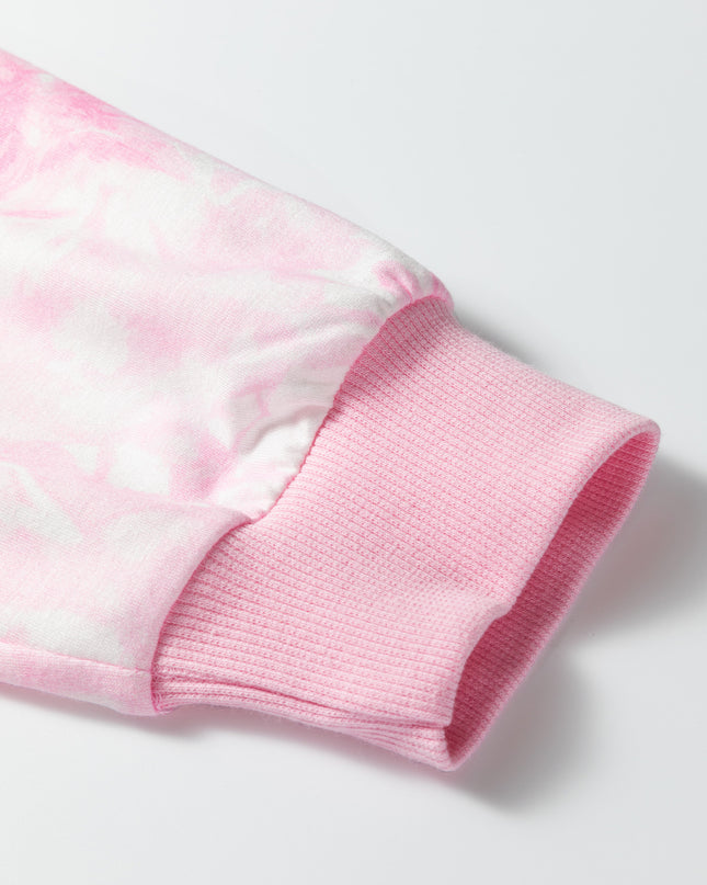 Pink Abstract Woodland Print Asymmetric Shoulder Long Sleeve Top