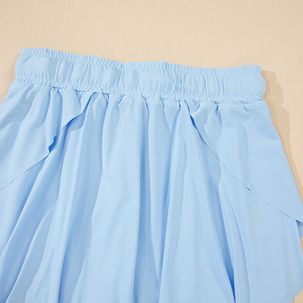 Black Drawstring High Waist Lined Tennis Skorts