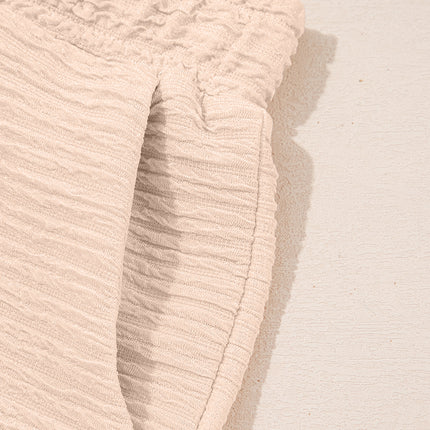 Pink Textured V Neck T Shirt and Shorts Set