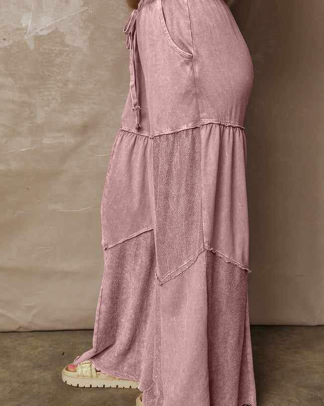 Careys Tiered Wide Leg Patchwork Drawstring Pants