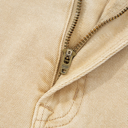 Apricot Solid Color Seamed Center Wide Leg Cropped Jeans