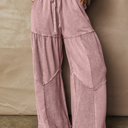 Careys Tiered Wide Leg Patchwork Drawstring Pants