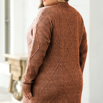 Parchment Cable Knit Drop Shoulder Loose Fit Sweater Dress