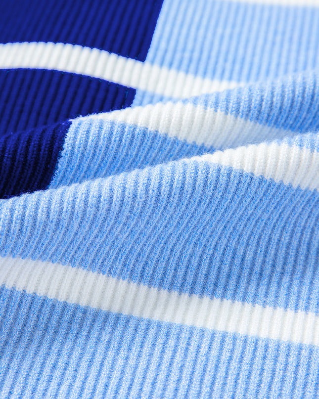 Black Stripe Colorblock Quarter Zip Collar Sweater Vest