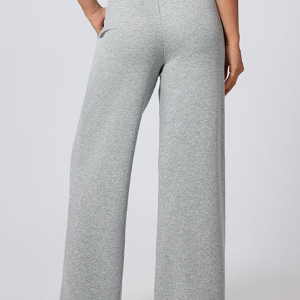 Black Seamed Drawstring High Waist Wide Leg Sweatpants