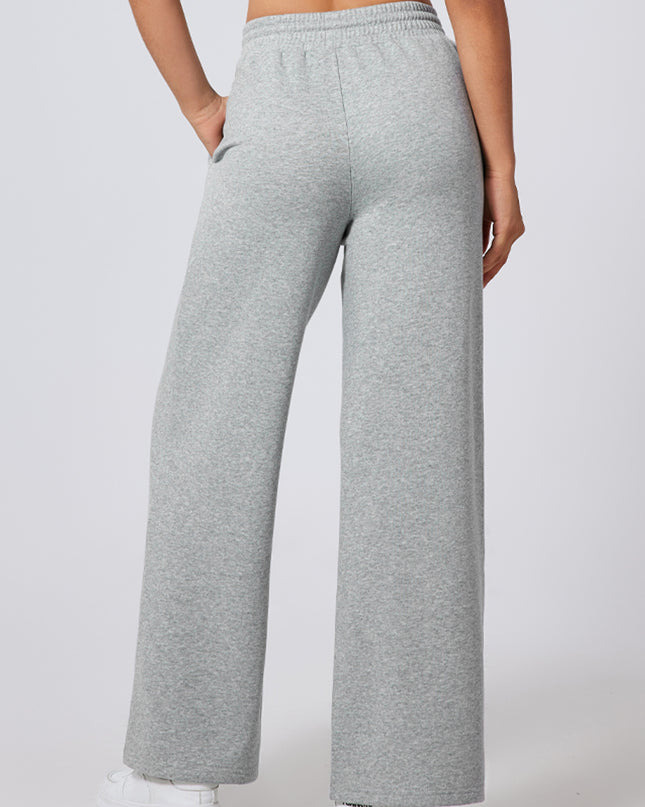Black Seamed Drawstring High Waist Wide Leg Sweatpants