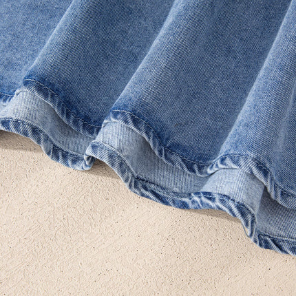 Myosotis Denim Pleated Patchwork Sleeveless Top