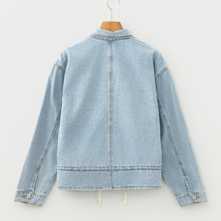 Beau Blue Draw-cord Hem Light Wash Denim Jacket