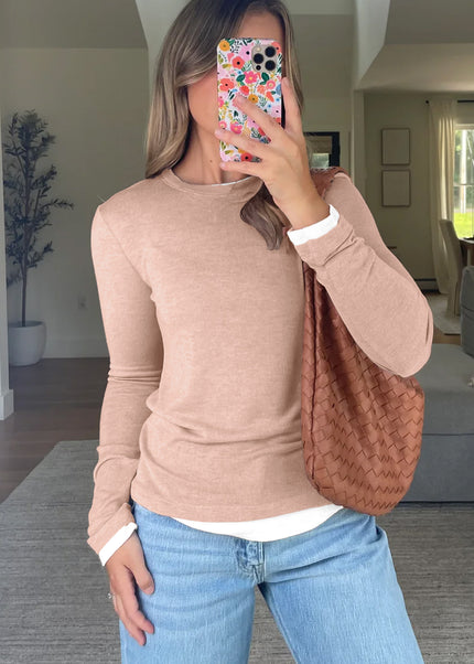 Smoke Gray False Two Piece Color Block Patchwork Long Sleeve Top