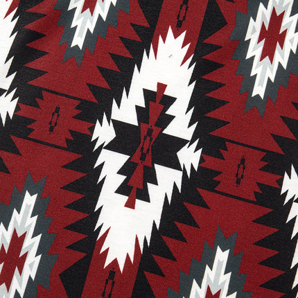 Red Western Aztec Printed Long T-shirt Dress