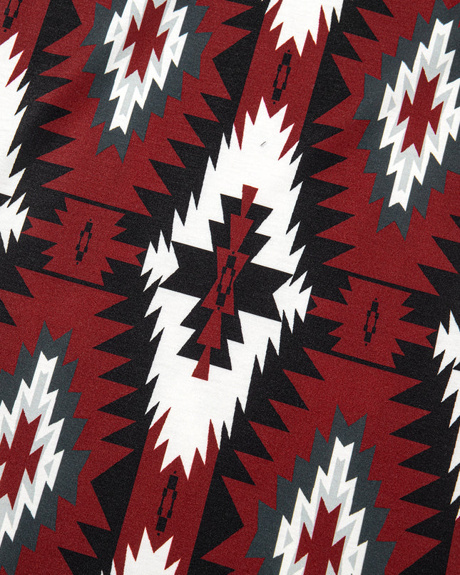Red Western Aztec Printed Long T-shirt Dress