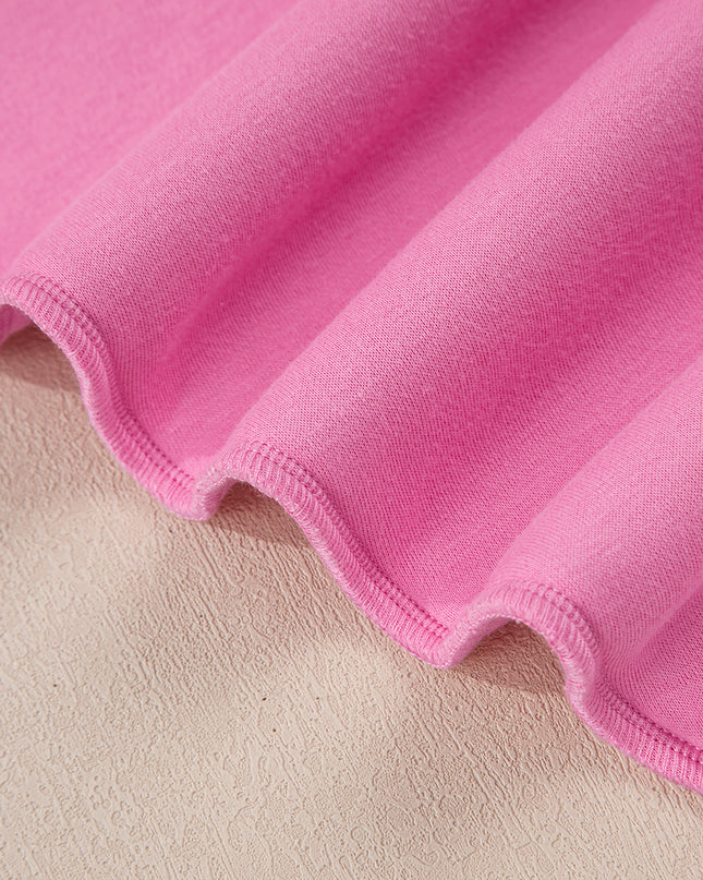 Bright Pink Oversize Drop Shoulder Reversible Mock Neck Sweatshirt