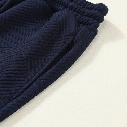 Navy Blue Ultra Loose Textured 2pcs Slouchy Outfit Set