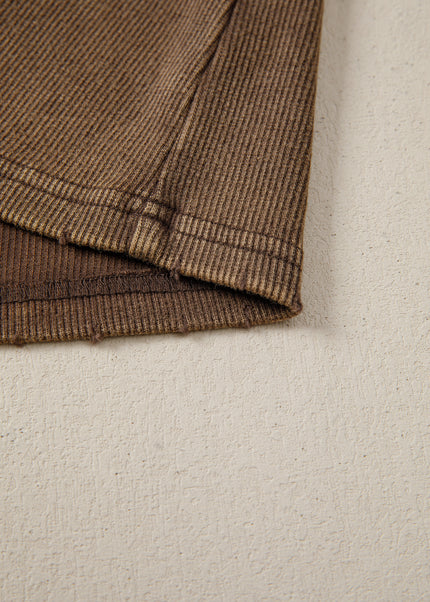 Coffee Vintage Distressed Ribbed Tank Top