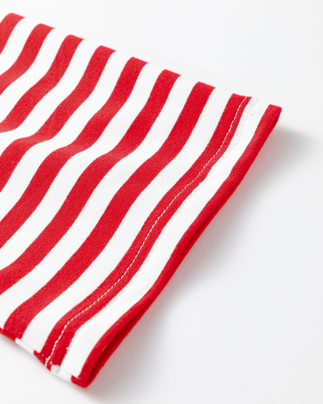 Red Stripe Drop Shoulder Long Sleeve Top Lounge Pants 2pcs Set